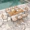9-Piece Outdoor Dining Set with Natural Acacia Wood Table & Cushioned Chairs
